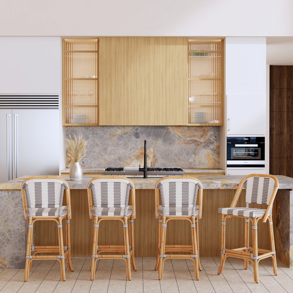 Lila Rattan 28 in. Seat Height Bar Stool with Back and Footrest. Picture 7