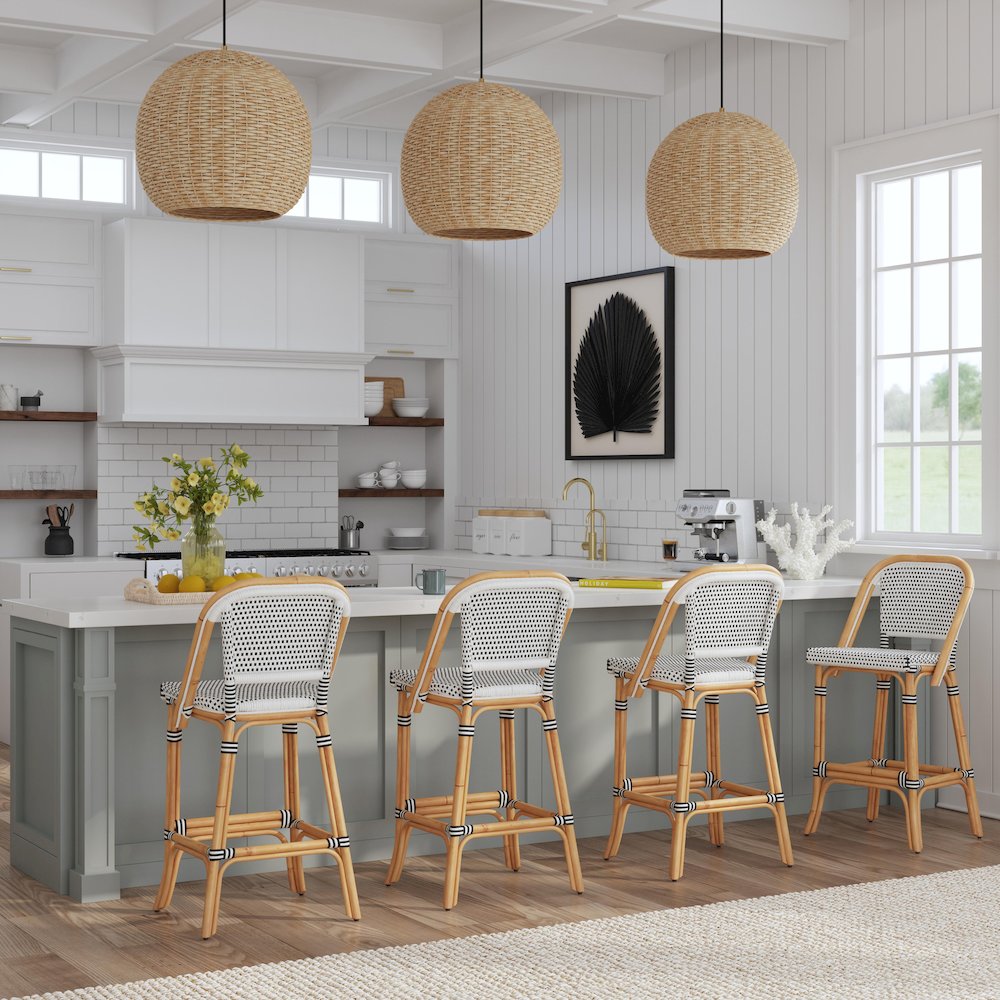 Lila Rattan 28 in. Seat Height Bar Stool with Back and Footrest. Picture 10