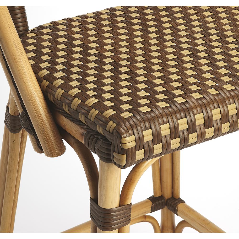 Lila Rattan 28" Bar Stool, Medium Brown. Picture 7