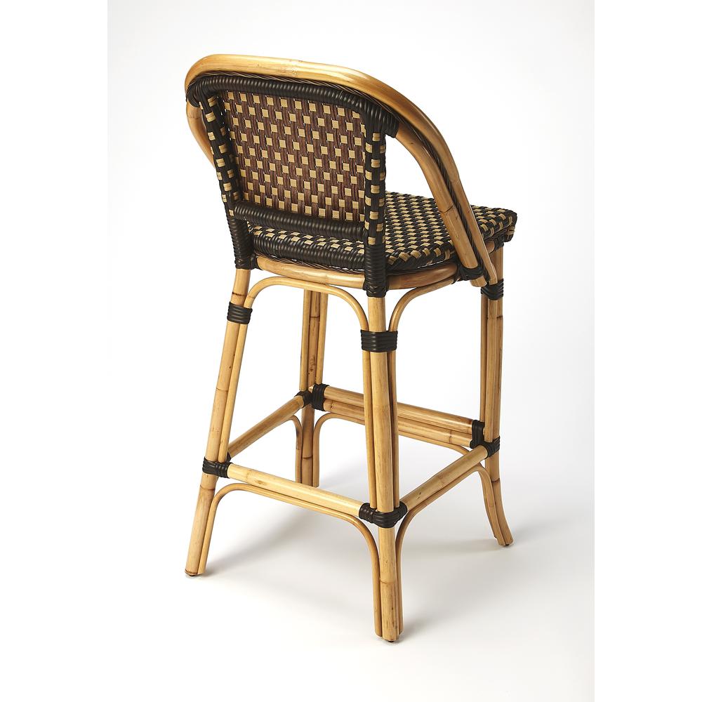 Lila Rattan 28" Bar Stool, Dark Brown. Picture 2