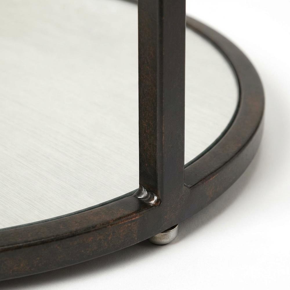 Oval Mirror Top Metal Side Table, Modern Accent End Table for Living Room. Picture 7