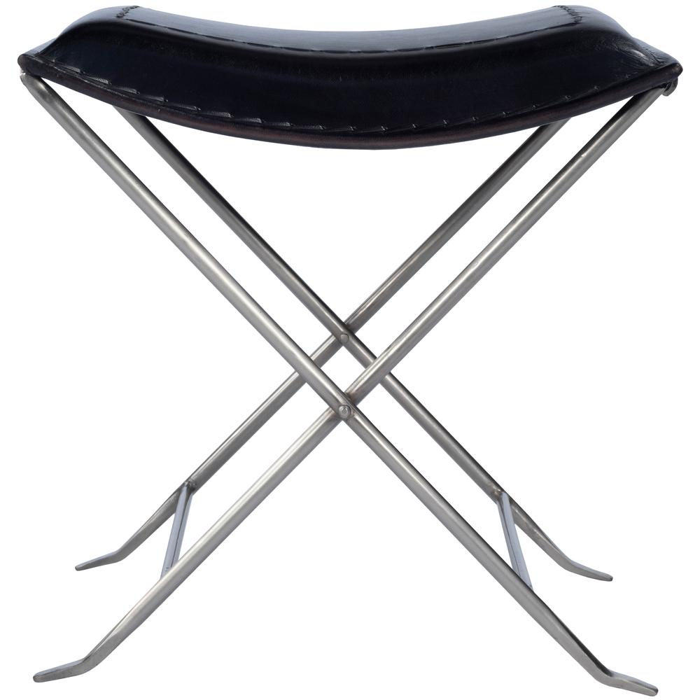 Melton Leather 21.5"W Stool, Black. Picture 2