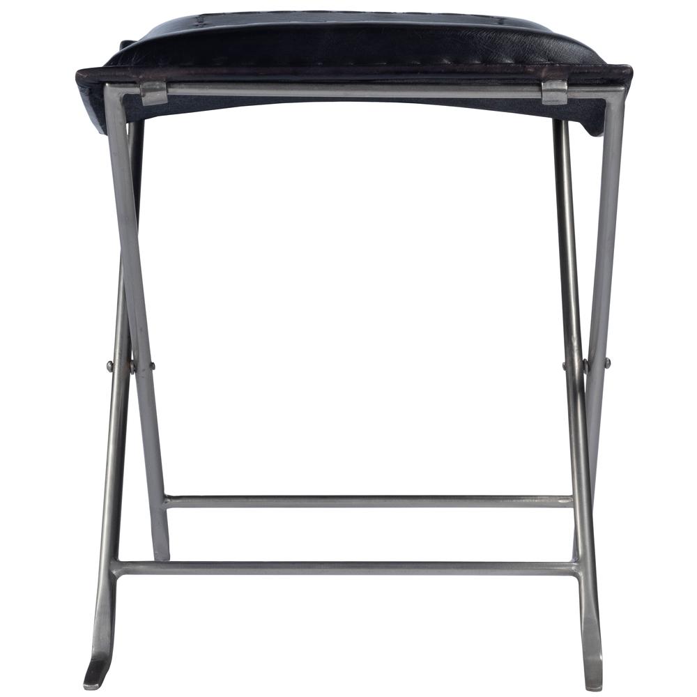 Melton Leather 21.5"W Stool, Black. Picture 3
