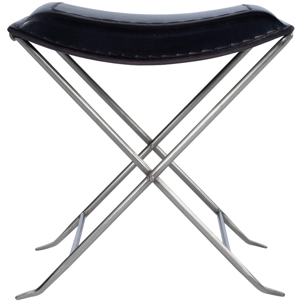 Melton Leather 21.5"W Stool, Black. Picture 4