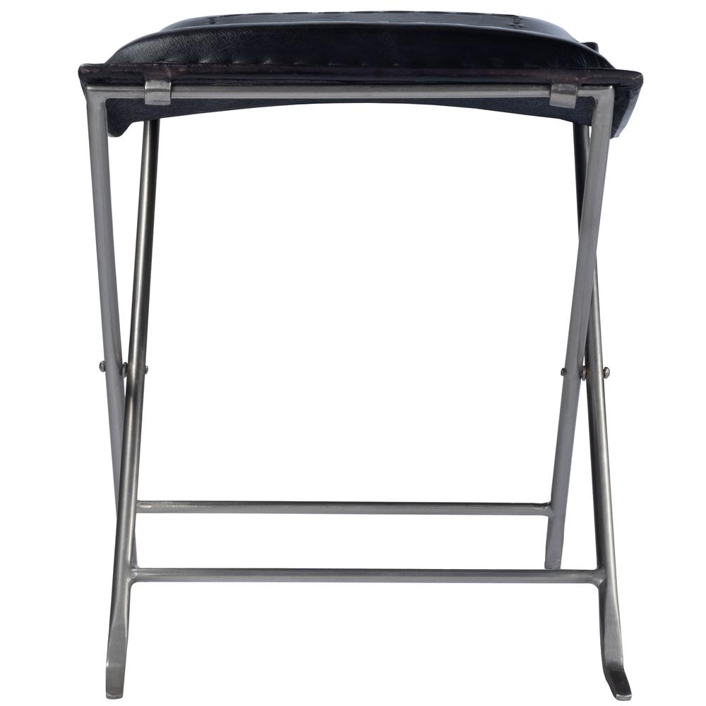 Melton Leather 21.5"W Stool, Black. Picture 5