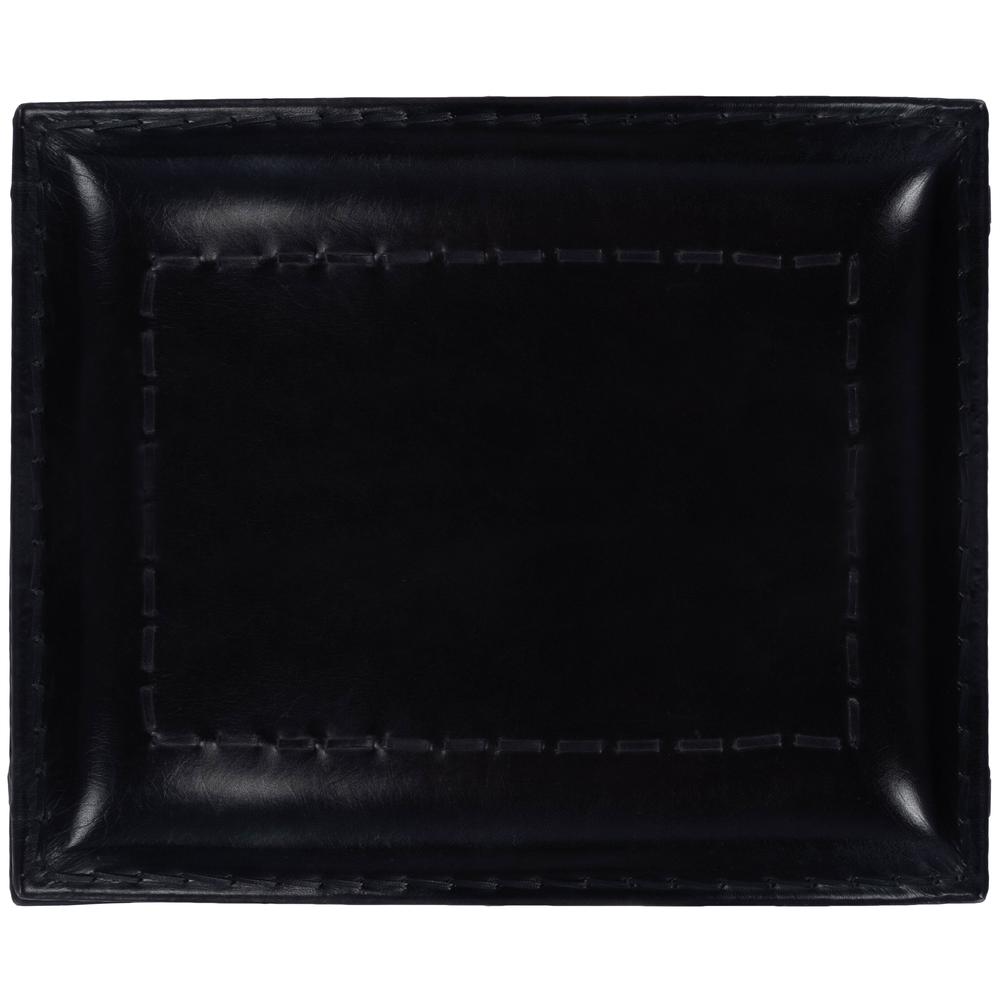 Melton Leather 21.5"W Stool, Black. Picture 6