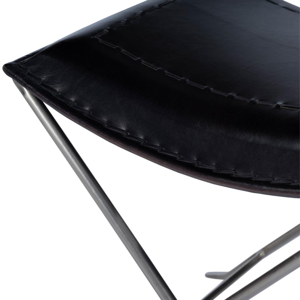 Melton Leather 21.5"W Stool, Black. Picture 8