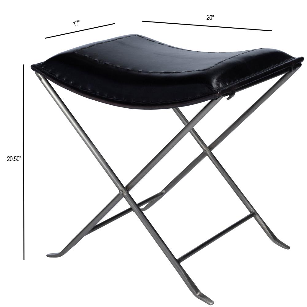 Melton Leather 21.5"W Stool, Black. Picture 9
