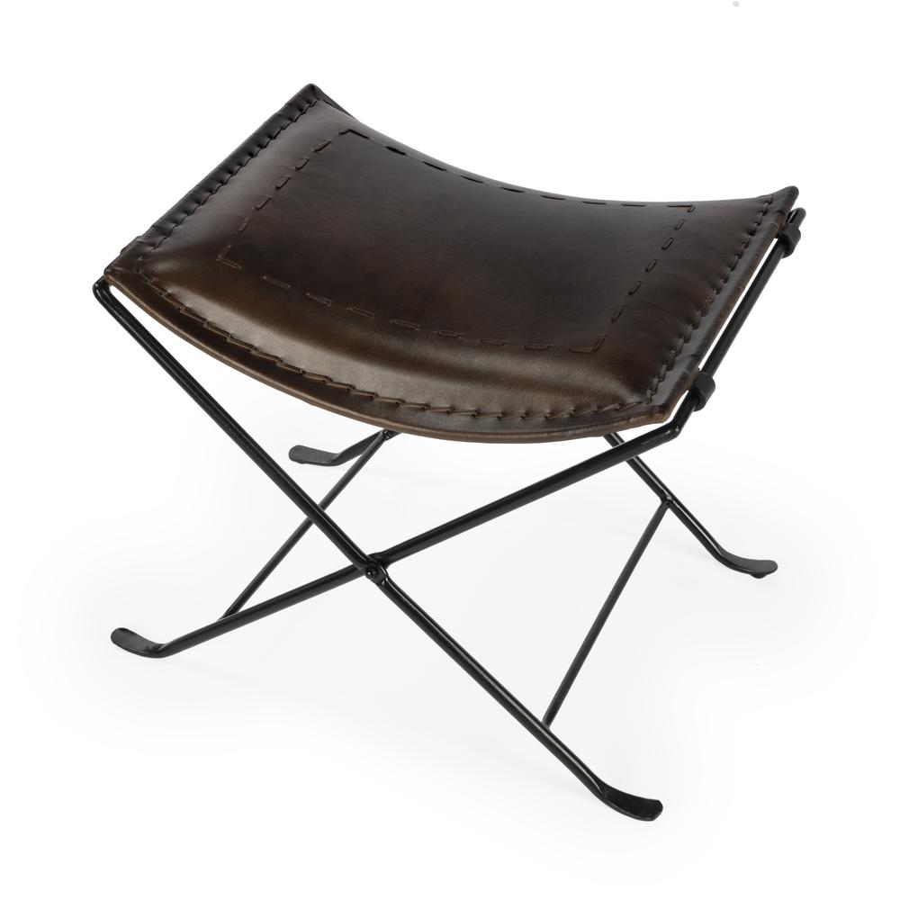 Melton Leather 21.5"W Accent Stool, Dark Brown. Picture 1