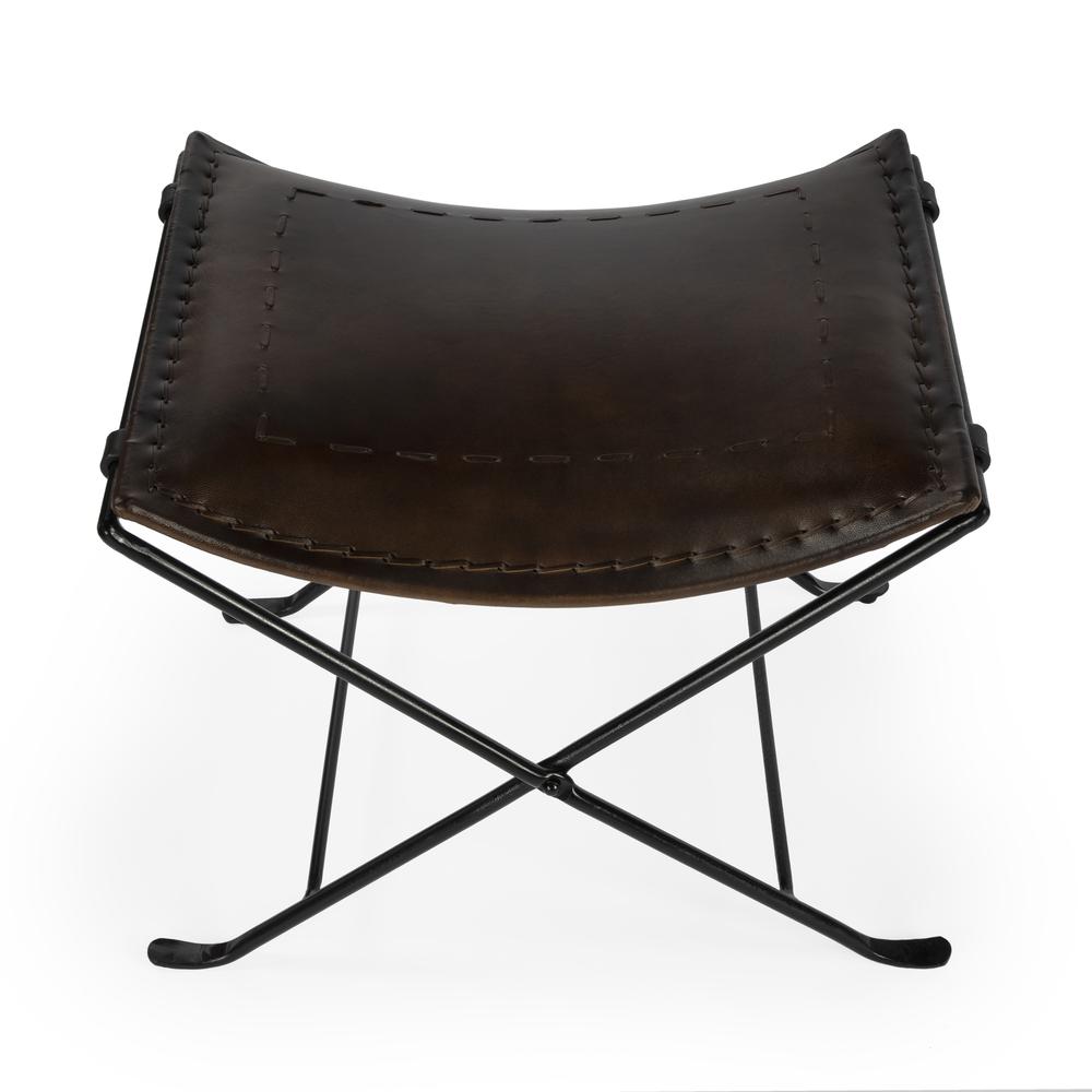 Melton Leather 21.5"W Accent Stool, Dark Brown. Picture 2