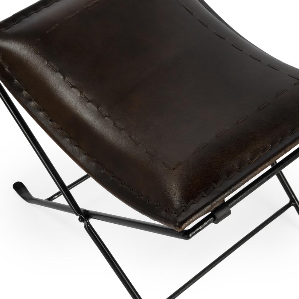 Melton Leather 21.5"W Accent Stool, Dark Brown. Picture 3