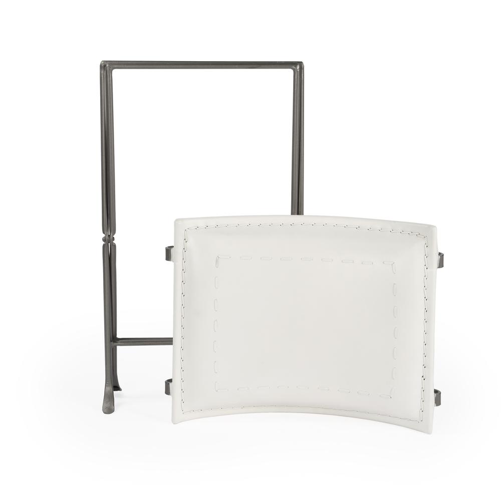 Melton Leather 21.5"W  Accent Stool, White. Picture 4