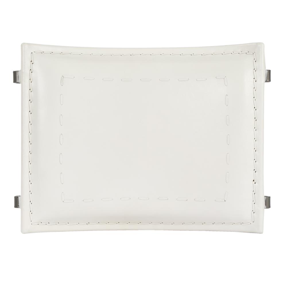 Melton Leather 21.5"W  Accent Stool, White. Picture 5