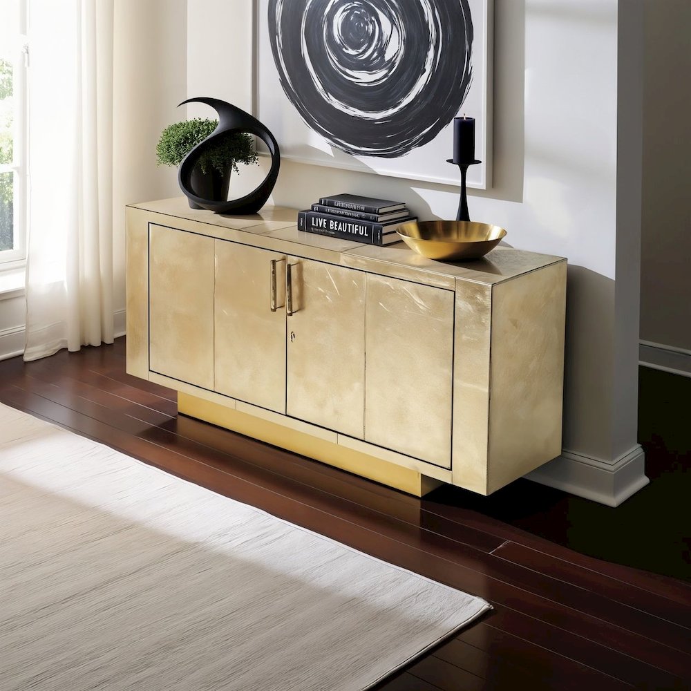 Gold Buffet Cabinet with Storage – Elegant Sideboard Cabinet for Dining. Picture 3