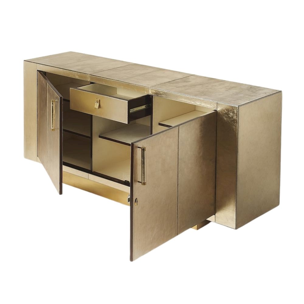Gold Buffet Cabinet with Storage – Elegant Sideboard Cabinet for Dining. Picture 4