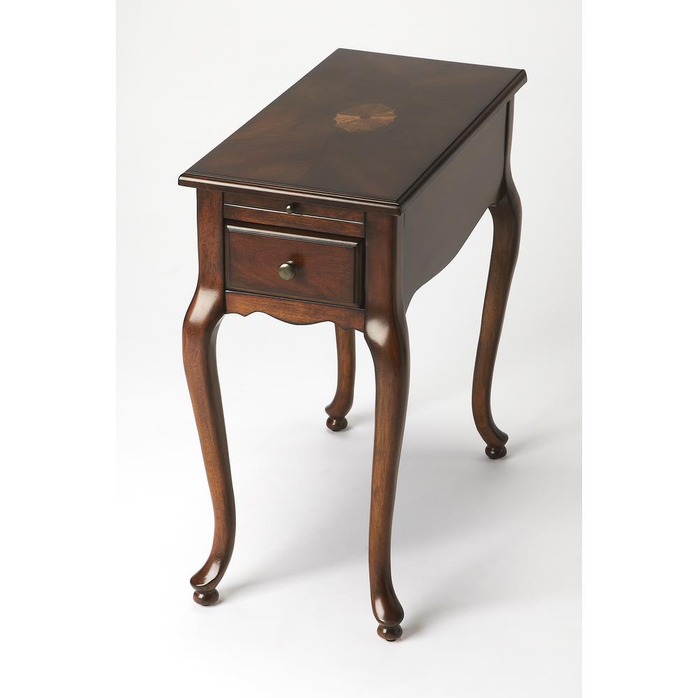 Croydon One Drawer with Pullout Side Table, Dark Brown. Picture 1