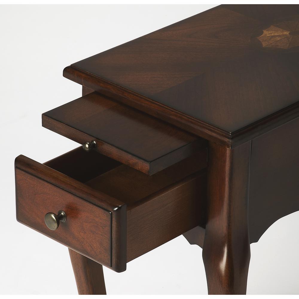 Croydon One Drawer with Pullout Side Table, Dark Brown. Picture 2
