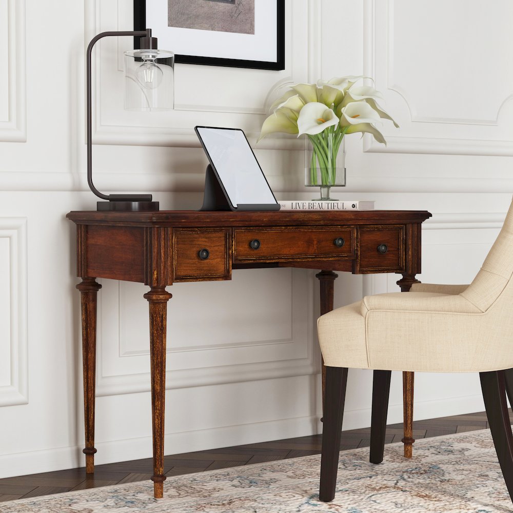 Edmund Writing Desk, Medium Brown. Picture 2