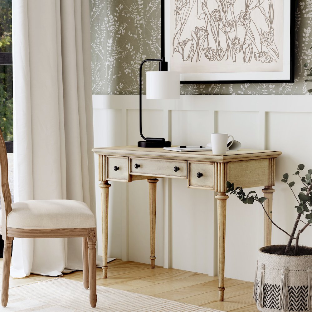 Edmund 38" Writing Desk with Storage, Beige. Picture 8