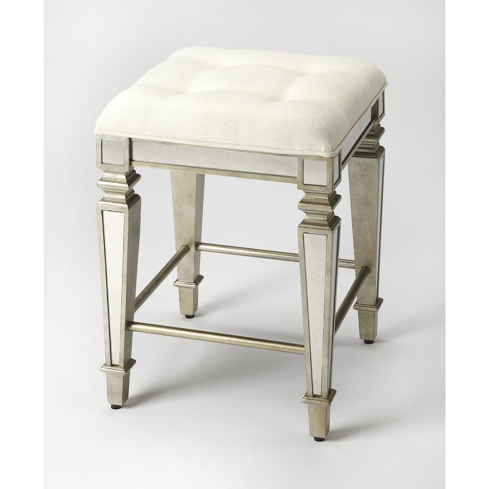 Celeste Mirrored 26" Counter Stool, Silver. Picture 1