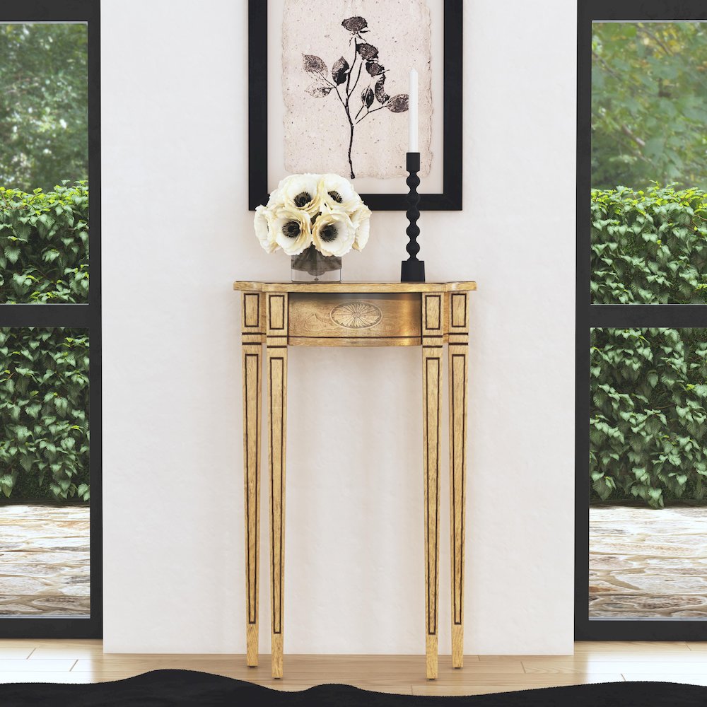 Chester Demilune Console Table, Beige. Picture 7