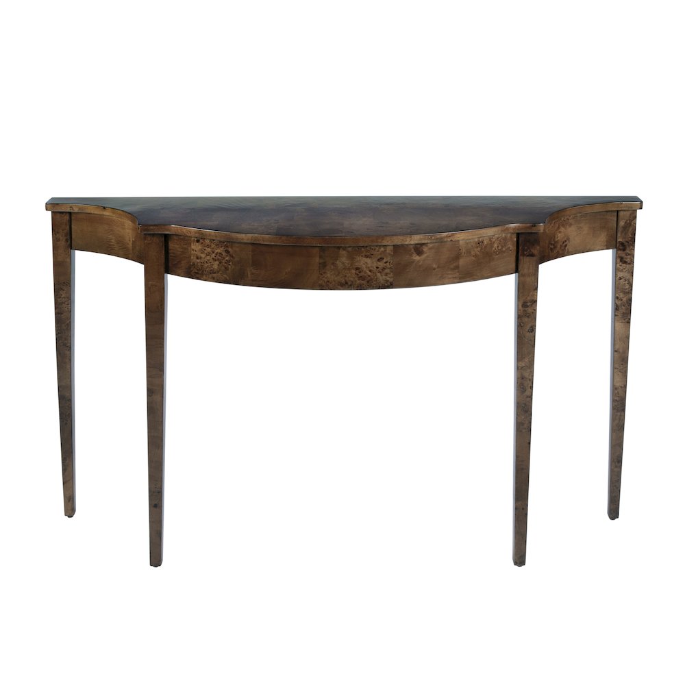 Chester 54 in W Demilune Wood Traditional Console Table, Brown. Picture 1