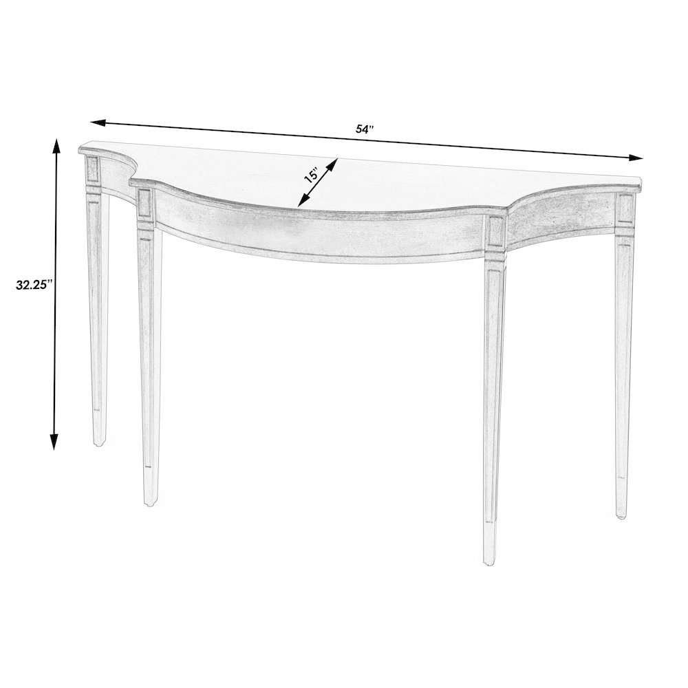 Chester 54 in W Demilune Wood Traditional Console Table, Brown. Picture 3