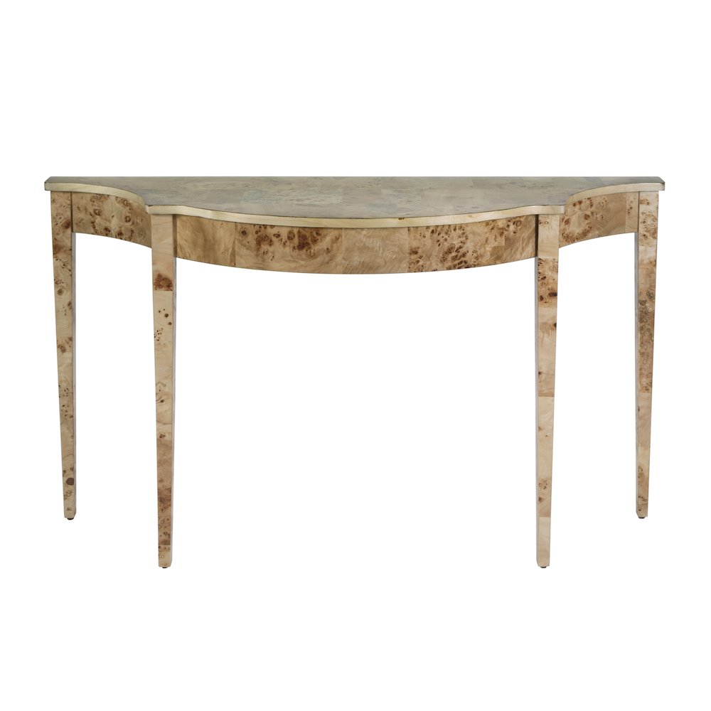 Chester 54 in W Demilune Wood Traditional Console Table, Light Brown. Picture 1