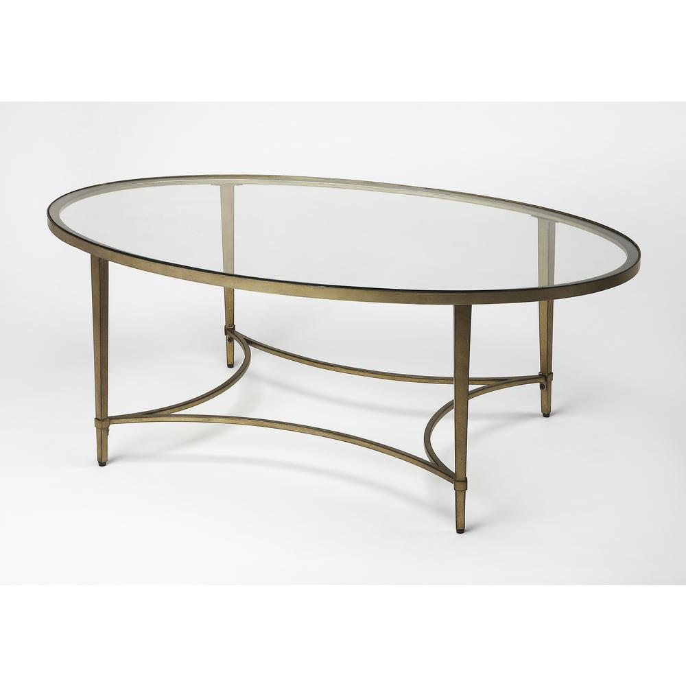 Monica Oval Coffee Table, Gold. Picture 1