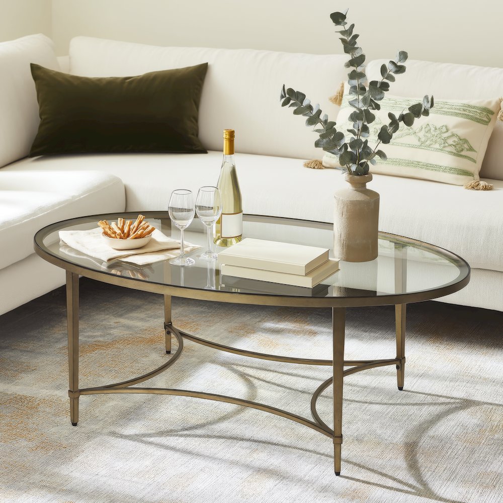 Monica Oval Coffee Table, Gold. Picture 2