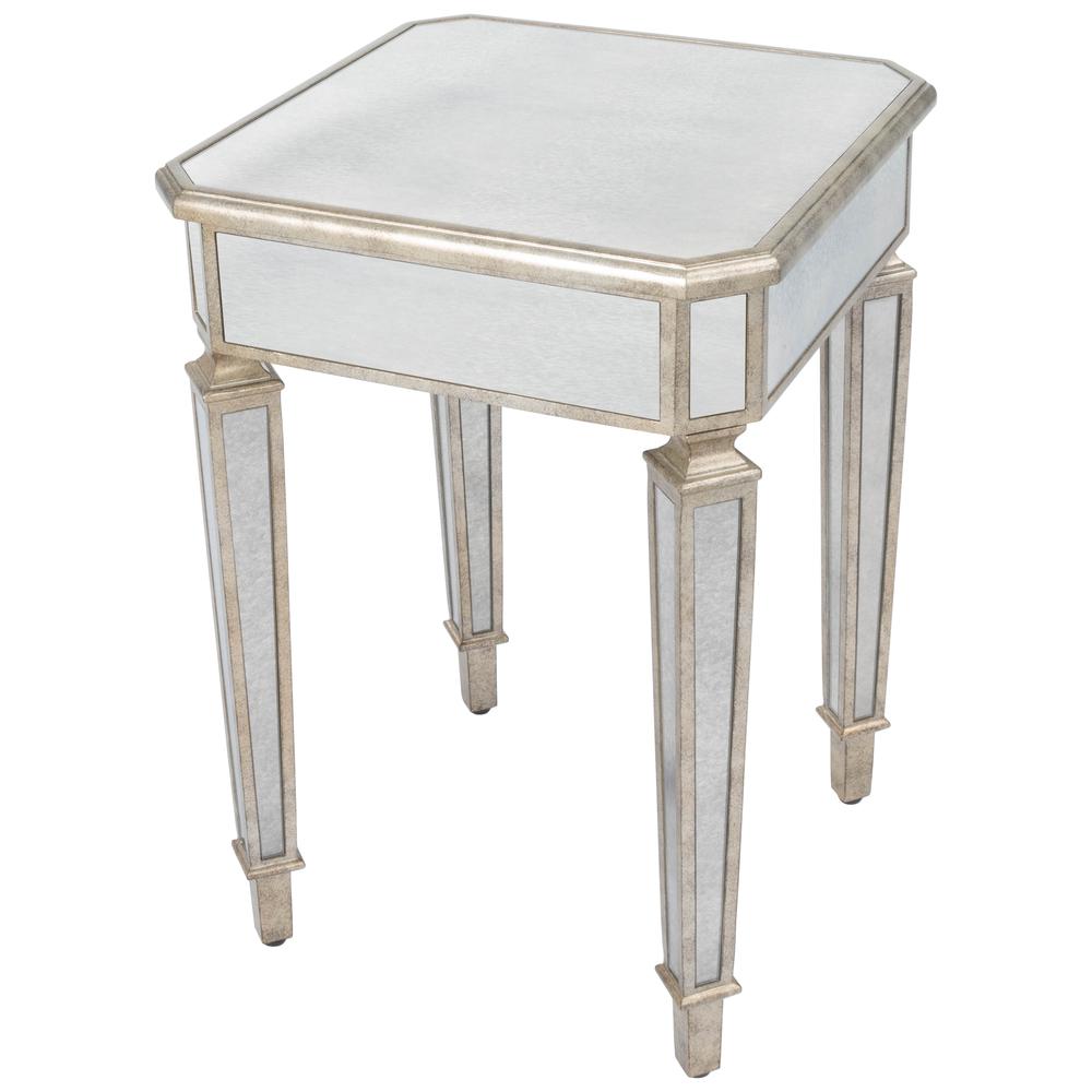 Celeste Mirrored Side Table, Silver. Picture 1
