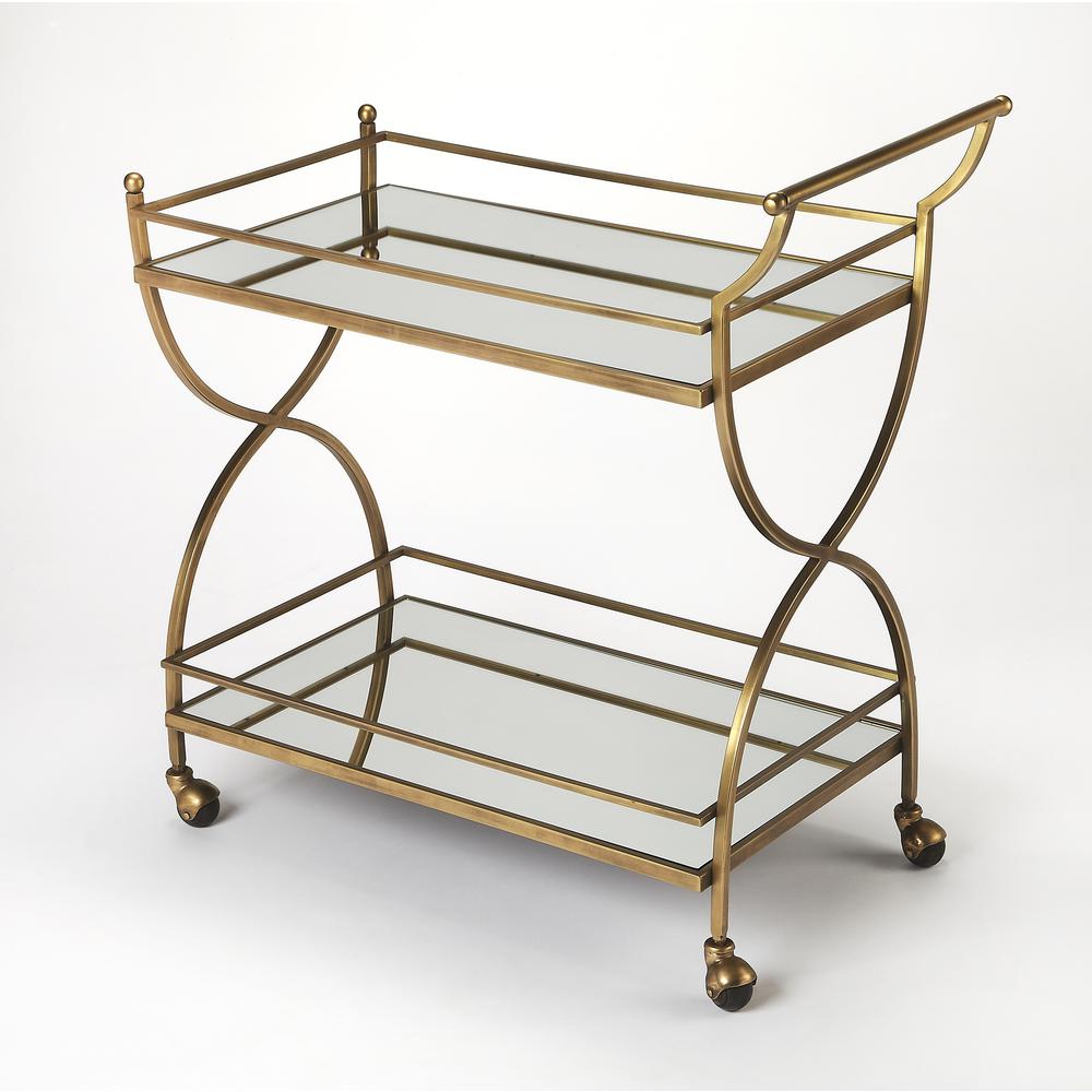 Graci Antique Bar Cart, Gold. Picture 1