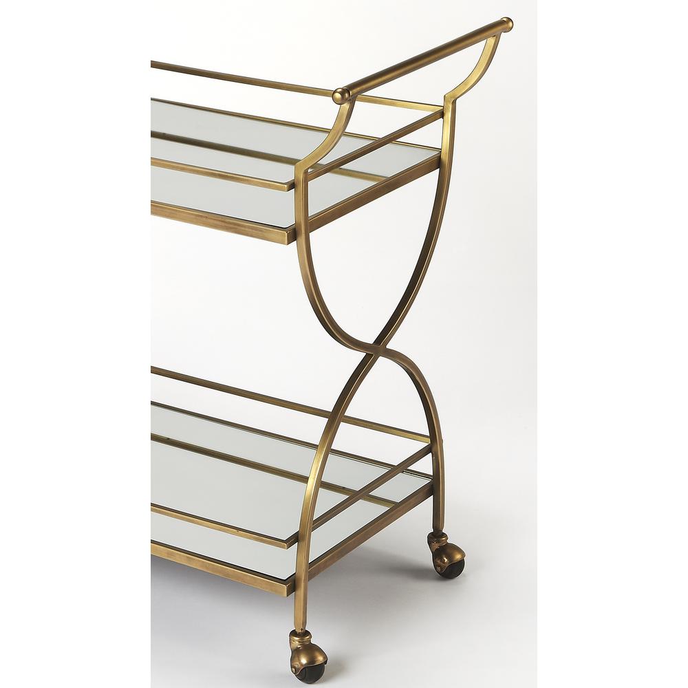 Graci Antique Bar Cart, Gold. Picture 2