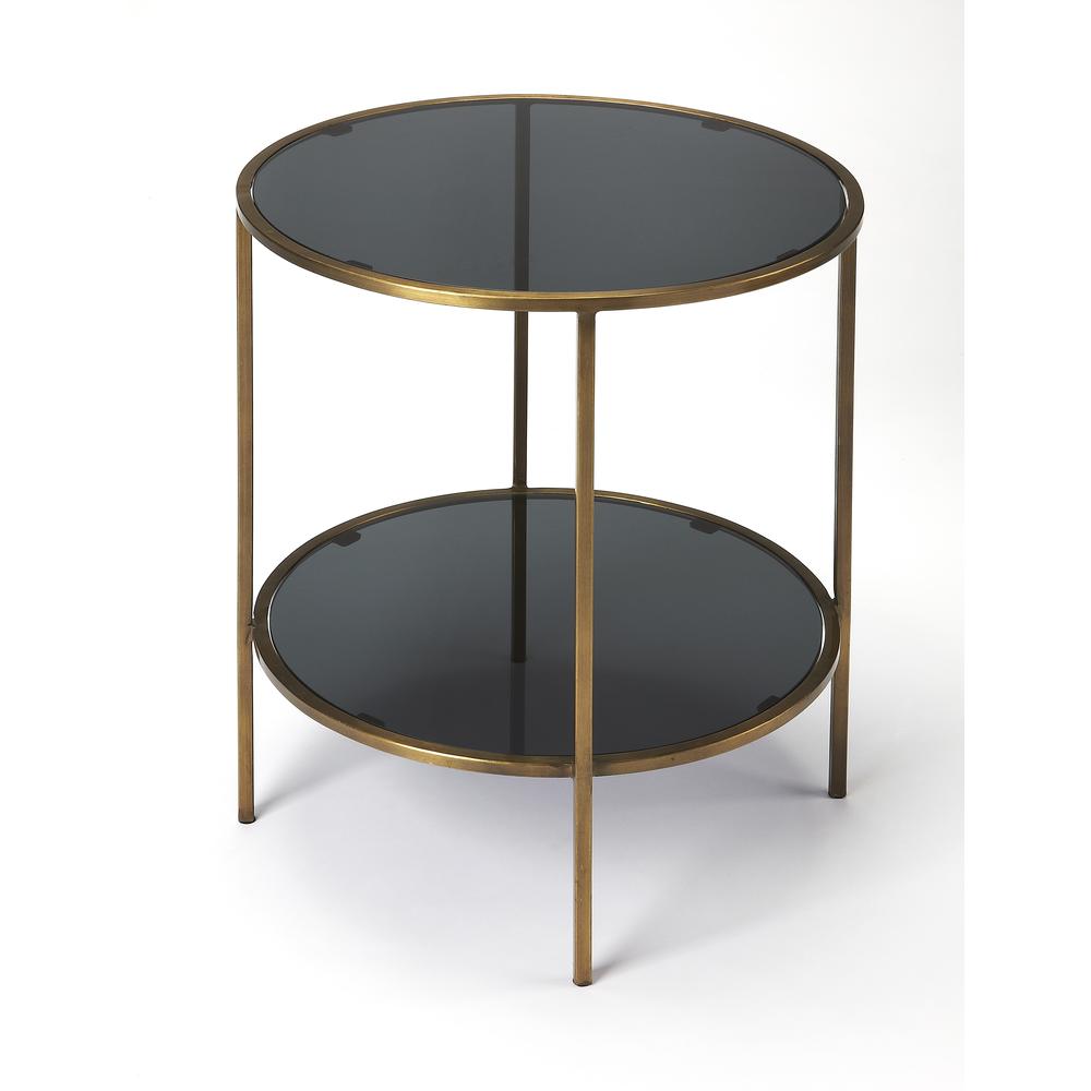 Roxanne Iron & Glass Side Table, Multi-Color. Picture 1