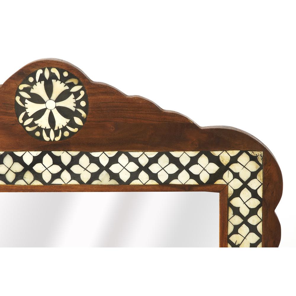 Gabby Wood & Bone Inlay Wall Mirrored, Medium Brown. Picture 2
