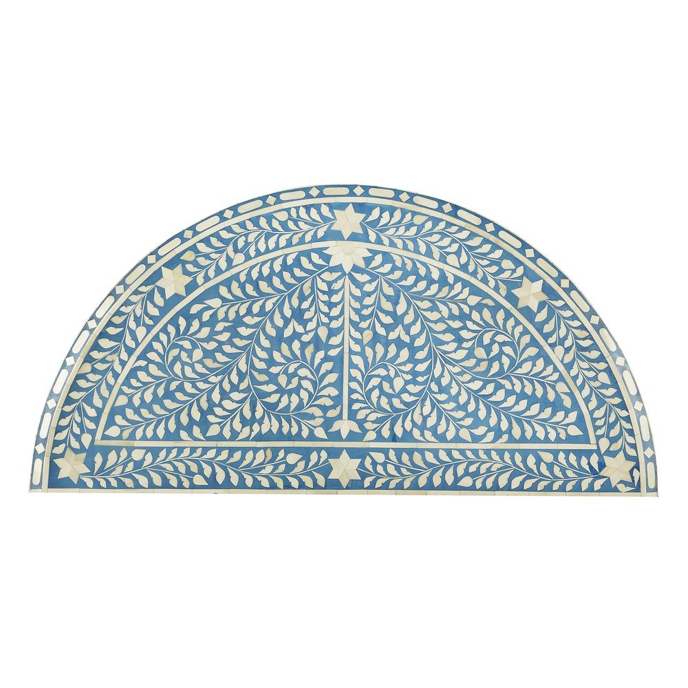 Vivienne Bone Inlay Demilune Console Table, Sky Blue. Picture 3