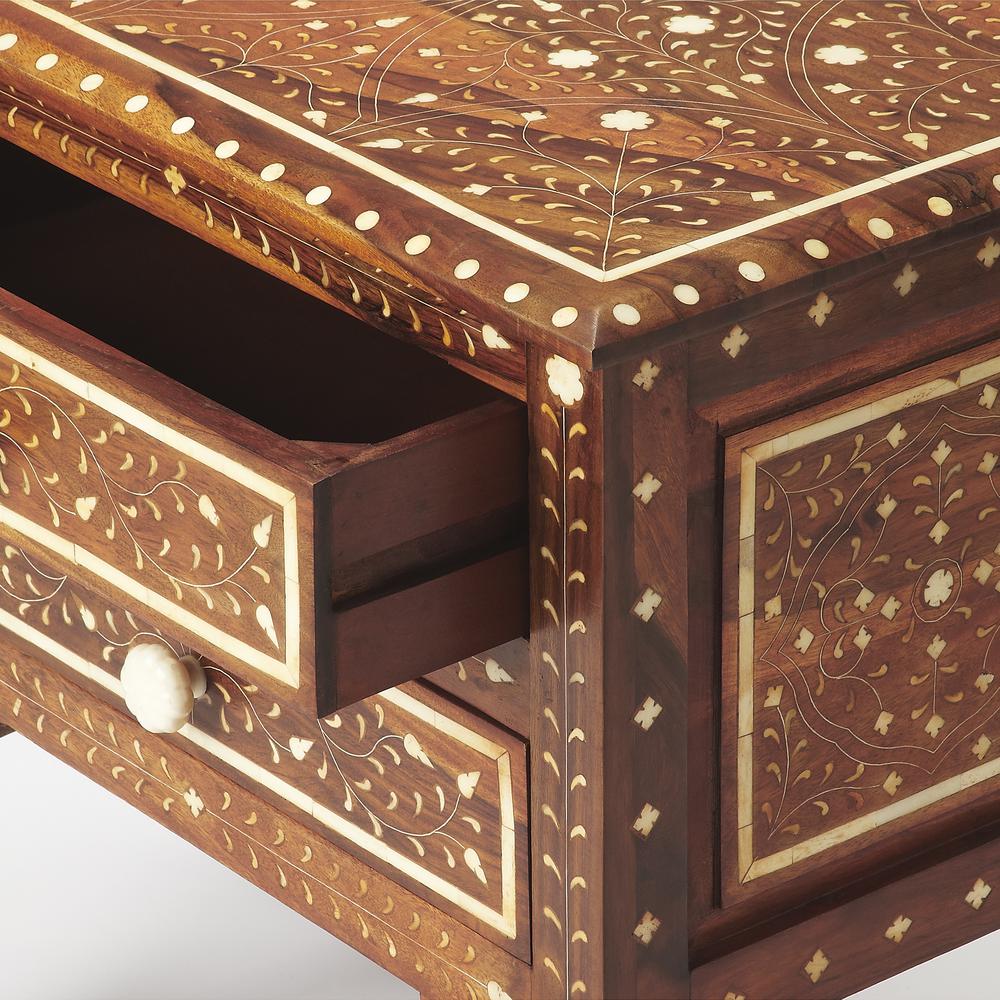 Chevrier Wood & Bone Inlay Accent Chest, Medium Brown. Picture 2
