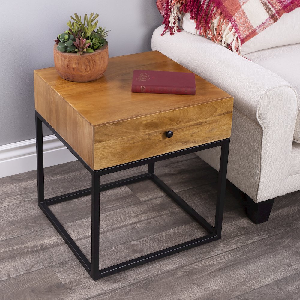 Brixton Iron & Wood End Table, Multi-Color. Picture 11