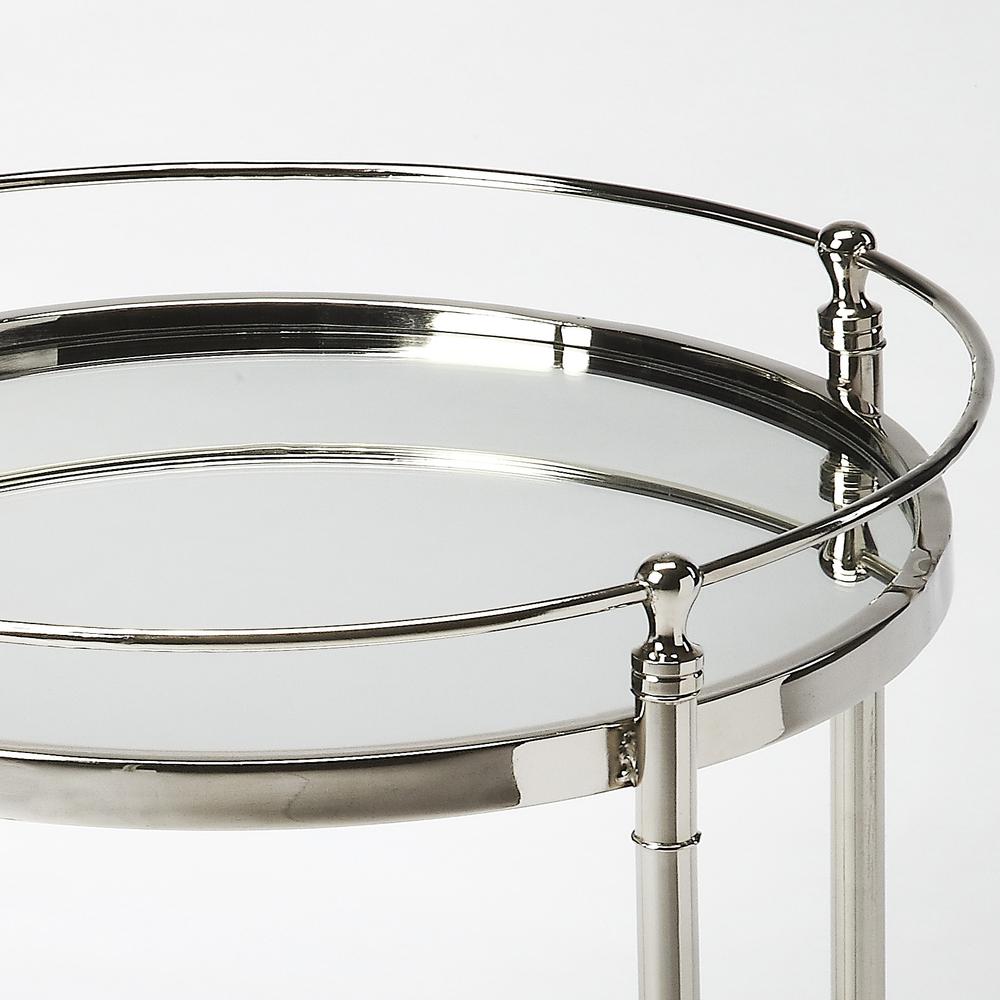 Crosby Metal & Mirrored Side Table, Silver. Picture 3