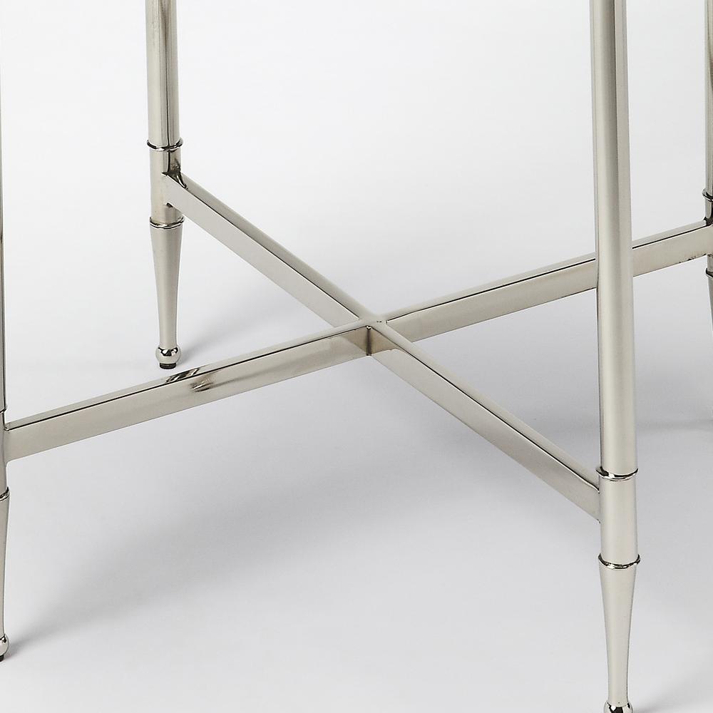 Crosby Metal & Mirrored Side Table, Silver. Picture 4