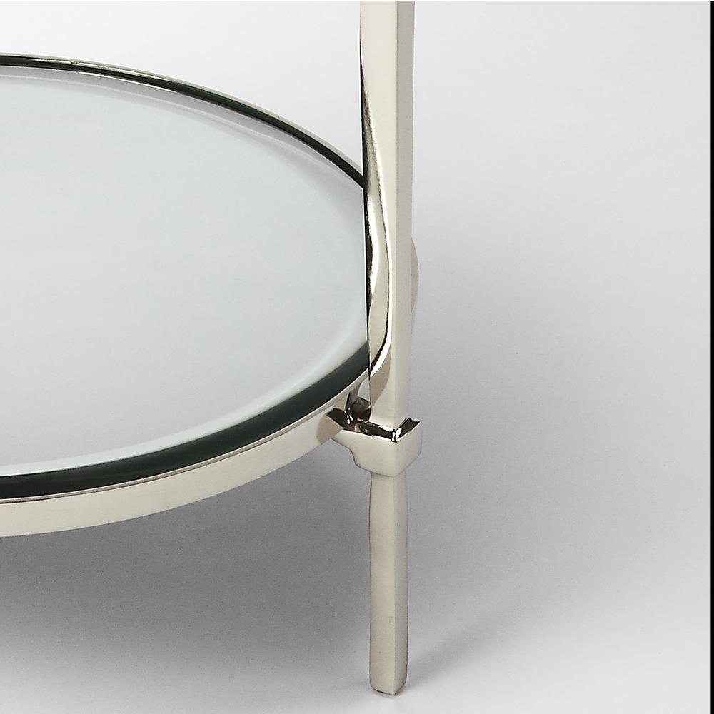 Jolene Metal & Mirrored Side Table, Silver. Picture 2