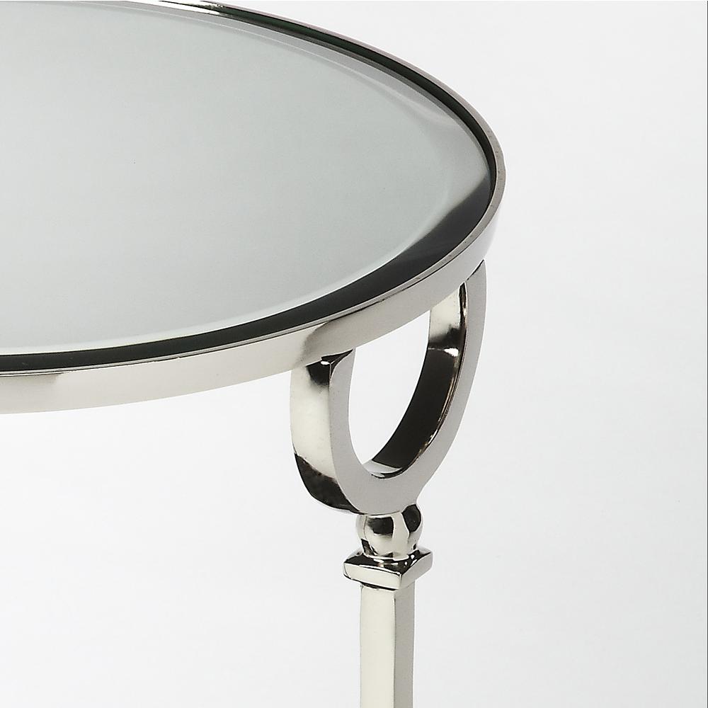 Jolene Metal & Mirrored Side Table, Silver. Picture 3