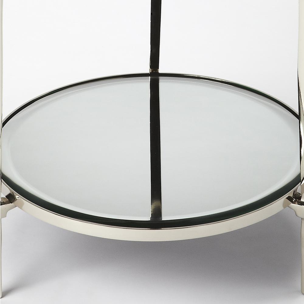 Jolene Metal & Mirrored Side Table, Silver. Picture 4
