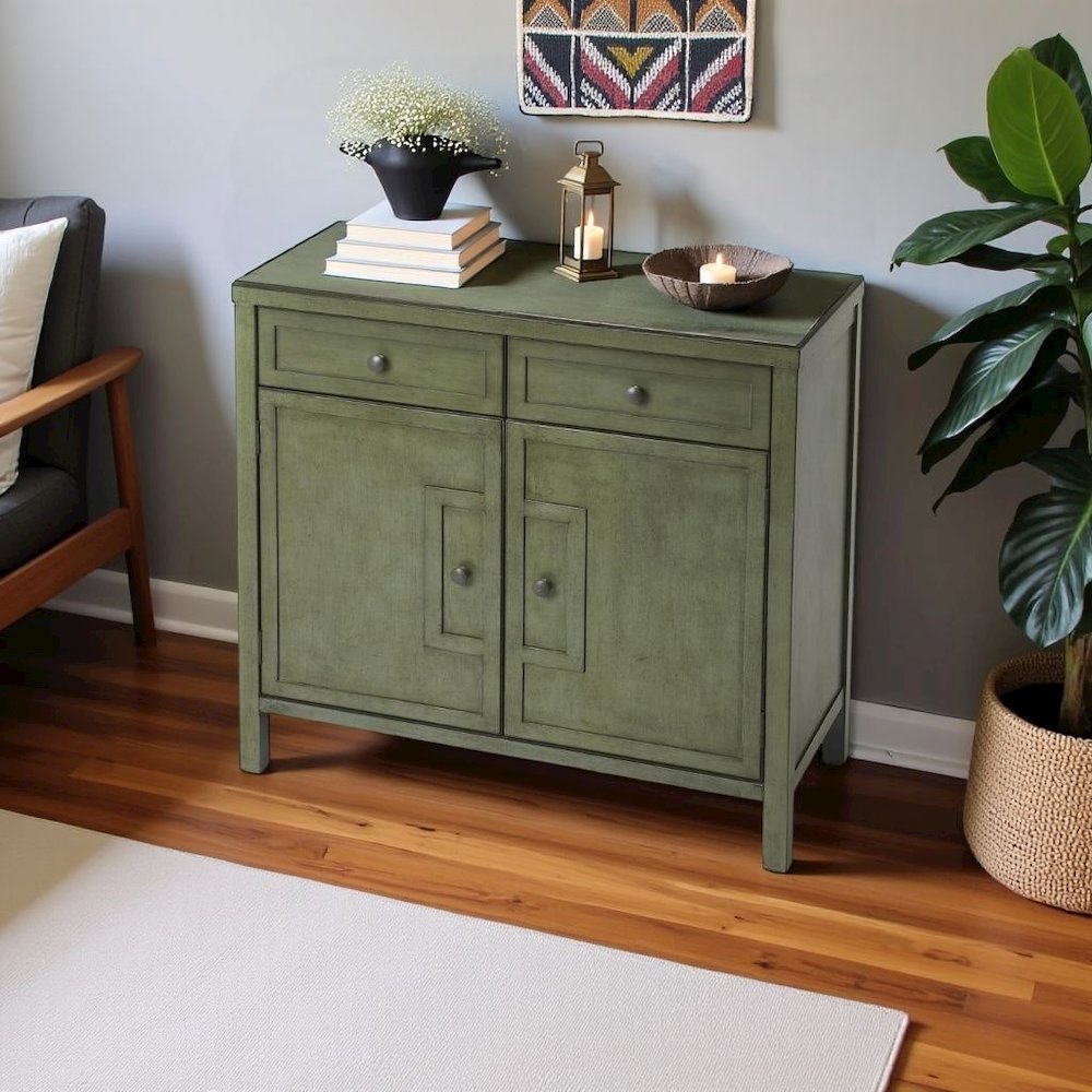 Green Accent Cabinet – Wood Cabinet for Bedroom or Living Room Décor. Picture 2