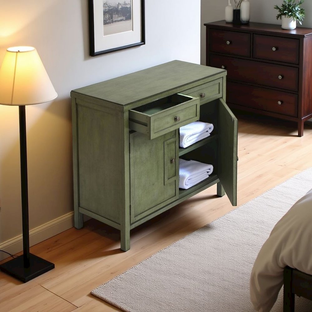 Green Accent Cabinet – Wood Cabinet for Bedroom or Living Room Décor. Picture 3