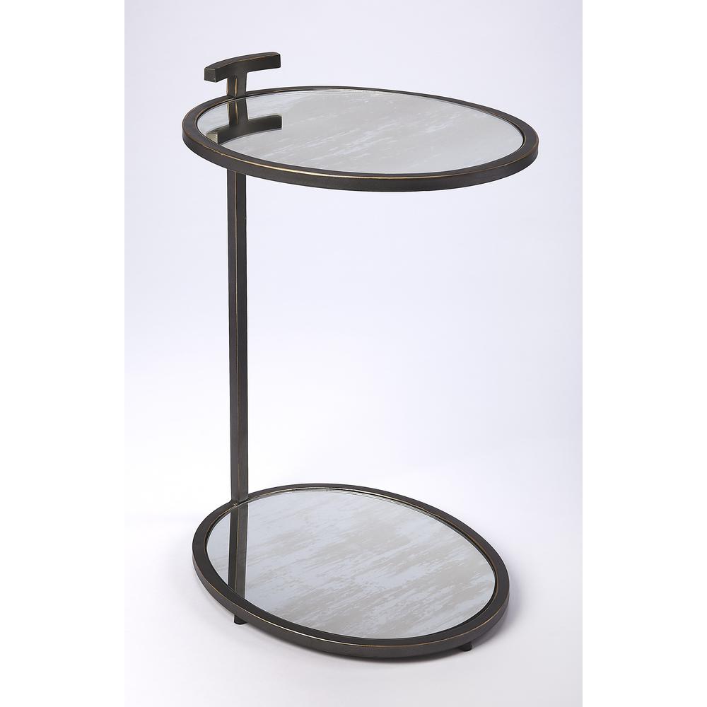 Ciro Metal & Mirrored Side Table, Black. Picture 1