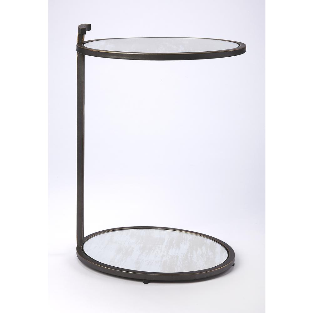 Ciro Metal & Mirrored Side Table, Black. Picture 2