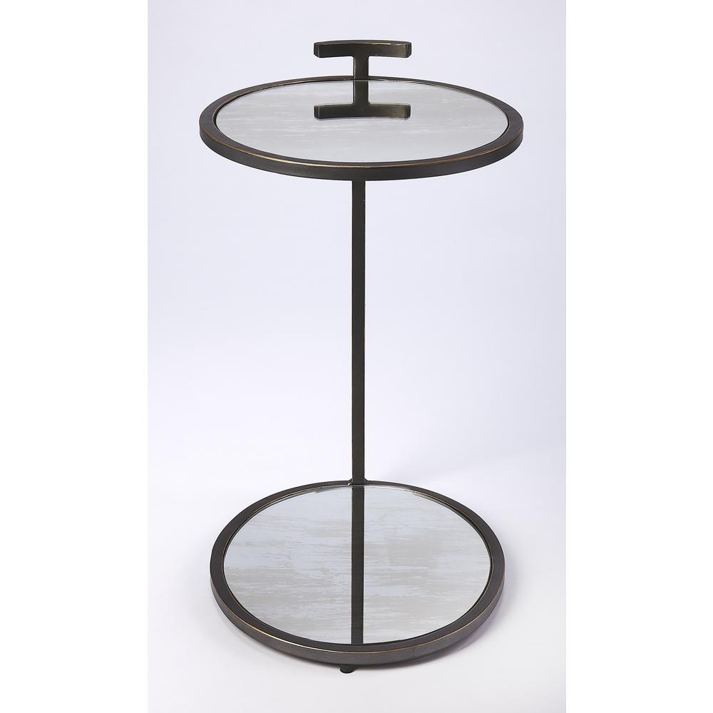 Ciro Metal & Mirrored Side Table, Black. Picture 4