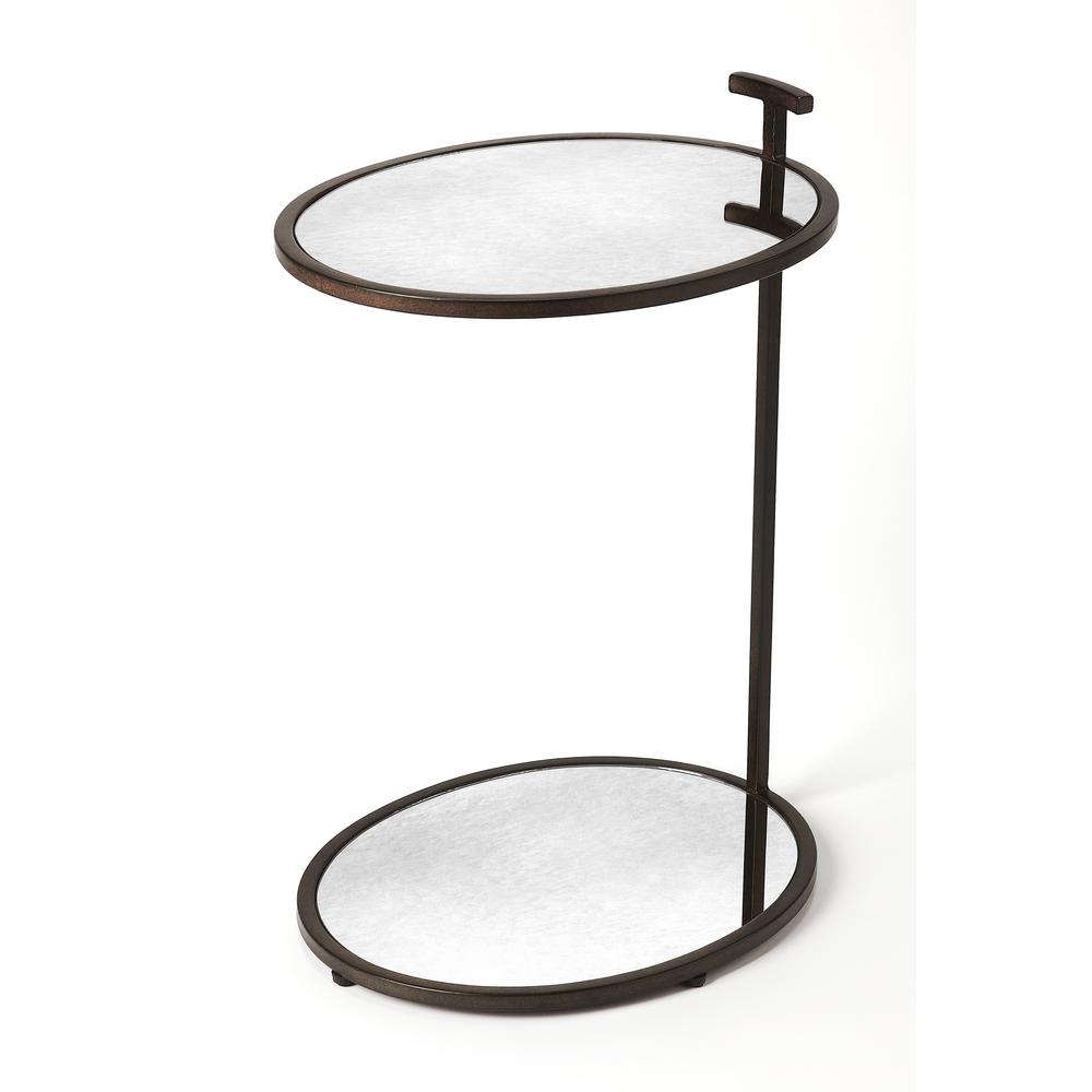 Ciro Mirrored & Metal Side Table, Bronze. Picture 1