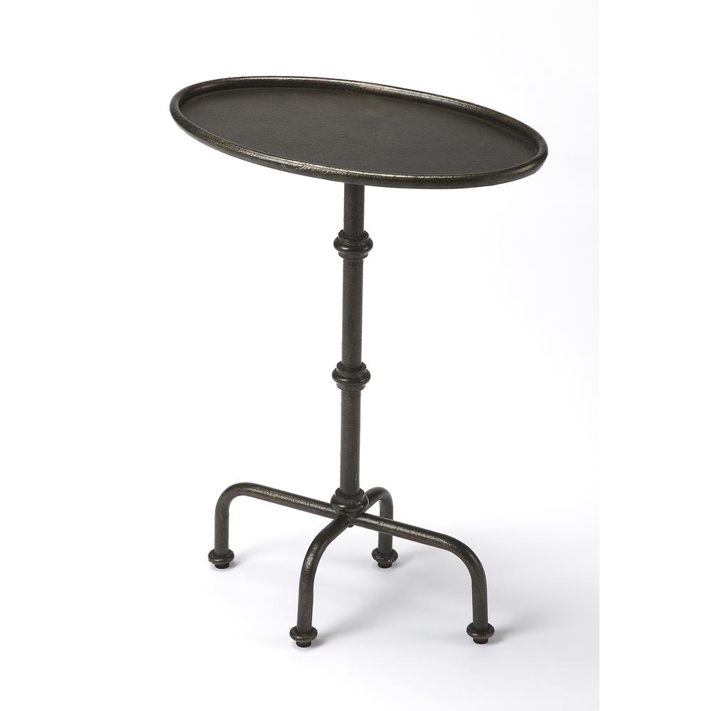 Kira Indoor 19.75 in. W Oval Metal Pedestal Table, Oil Rubbed Bronze. Picture 1